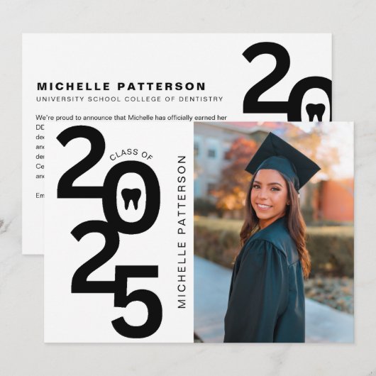 2025年写真歯科学校卒業 招待状 (正面/裏面)