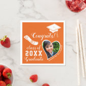 2025年卒業のオレンジとホワイトクラス スタンダードカクテルナプキン (インサイチュ)