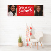 2025年卒業のクラスの赤2つの写真卒業 横断幕 (インサイチュ)