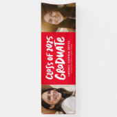 2025年卒業のクラスの赤2つの写真卒業 横断幕 (縦)