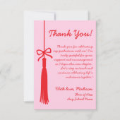 2025年卒業のタッセル&ボーピンク&レッドクラス サンキューカード (正面)