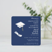 2025年卒業のネイビーブルーとホワイトフォトクラス 招待状 (スタンド正面)
