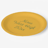 2025年卒業のパーソナル化可能なグリーン金ゴールドクラス ペーパープレート (アングル)