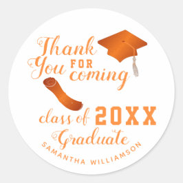 2025年卒業の白とオレンジのクラスに感謝 ラウンドシール