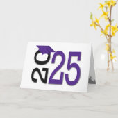 2025年卒業の紫と黒のスクールカラー カード (黄色い花)