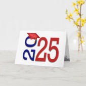 2025年卒業の赤と青の学校の色 カード (黄色い花)