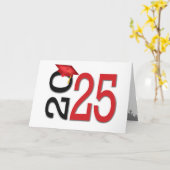 2025年卒業の赤と黒のスクールカラー カード (黄色い花)