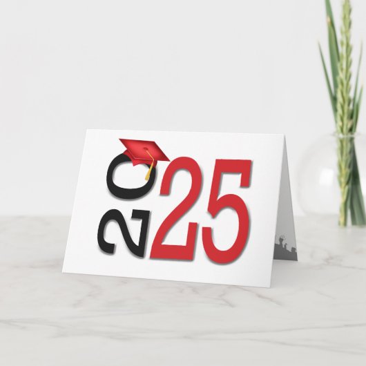 2025年卒業の赤と黒のスクールカラー カード (正面)