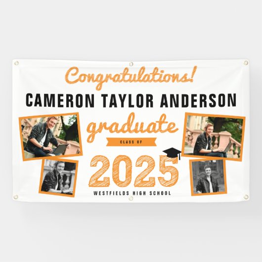 2025年卒業はっきりしたスケッチ4写真卒業パーティー 横断幕 (横)