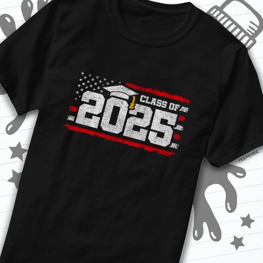 2025年卒業アメリカ国旗シニアクラス2025 Tシャツ