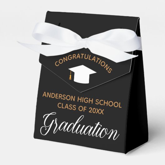 2025年卒業エレガント黒金ゴールドカスタムパーティー フェイバーボックス (正面サイド)