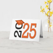 2025年卒業オレンジと黒のスクールカラー カード (黄色い花)