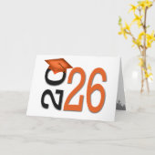 2025年卒業オレンジと黒のスクールカラー カード (黄色い花)