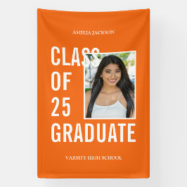 2025年卒業オレンジ写真卒業 横断幕