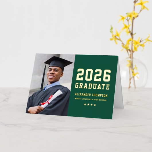 2025年卒業カスタム金ゴールド卒業 箔グリーティングカード (黄色い花)