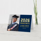 2025年卒業カスタム金ゴールド卒業 箔グリーティングカード (正面)