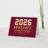 2025年卒業カスタム金ゴールド卒業 箔グリーティングカード (正面)