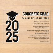 2025年卒業キャップNタッセルブラック&ホワイト アクリル招待状 (正面)