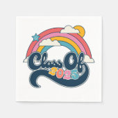 2025年卒業クラスのレインボーレトロナプキンス スタンダードカクテルナプキン (正面)