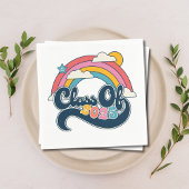 2025年卒業クラスのレインボーレトロナプキンス スタンダードカクテルナプキン