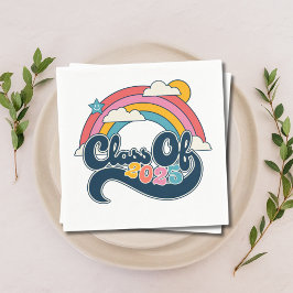 2025年卒業クラスのレインボーレトロナプキンス スタンダードカクテルナプキン