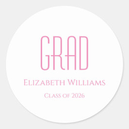 2025年卒業クラスシンプルピンクタイポグラフィ ラウンドシール