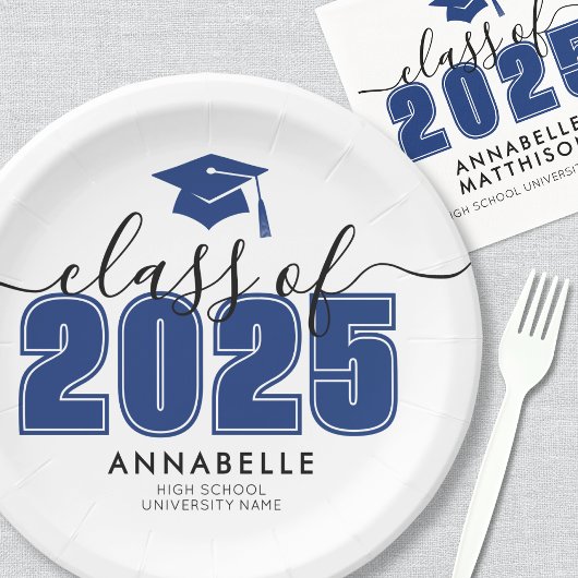 2025年卒業クラス青卒業パーティー ペーパープレート