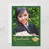 2025年卒業グリーンと金ゴールド卒業 案内状 (正面)