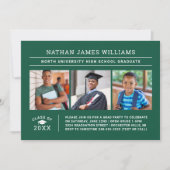 2025年卒業グリーン3写真卒業 招待状 (正面)