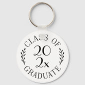 2025年卒業シックブラックタイポグラフィホワイト キーホルダー (正面)