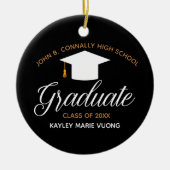 2025年卒業シックブラック金ゴールドカスタム高等学校 セラミックオーナメント (正面)