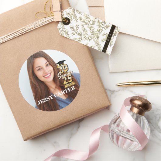 2025年卒業シニアフォトのクラス ラウンドシール (ギフト)