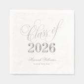 2025年卒業シルバーのスクリプトクラス 箔ナプキン (正面)