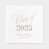 2025年卒業シルバーのスクリプトクラス 箔ナプキン (正面)