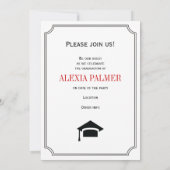 2025年卒業シンプル者の赤 招待状 (裏面)