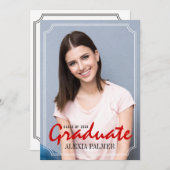 2025年卒業シンプル者の赤 招待状 (正面/裏面)