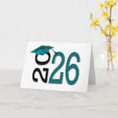 2025年卒業ティール（緑がかった色）とブラック カード (黄色い花)