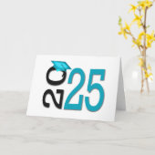 2025年卒業ティール（緑がかった色）とブラック カード (黄色い花)