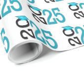 2025年卒業ティール（緑がかった色）とブラック ラッピングペーパー (ロールコーナー)