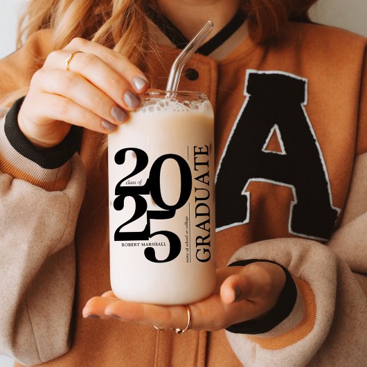 2025年卒業トレンディーブラック卒業 ガラス缶