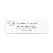 2025年卒業ネイビーブルー差出人住所 ラベル (正面)