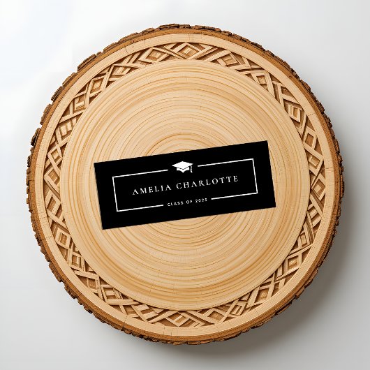 2025年卒業ネームカードモダン-お洒落黒 コーリングカード