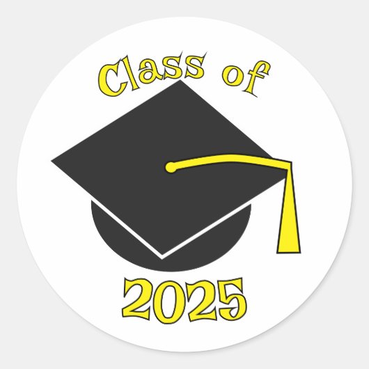 2025年卒業ハットイエローのクラス ラウンドシール (正面)