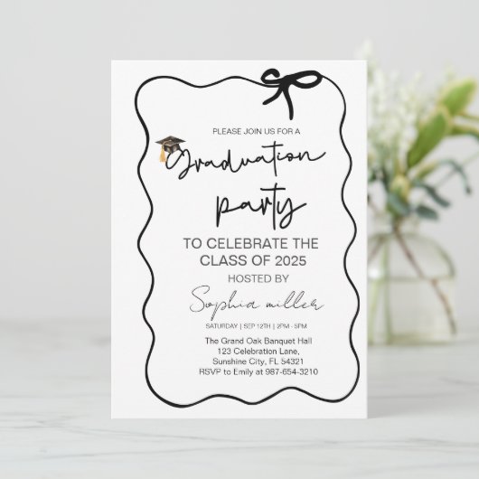 「2025年卒業パーティーご招待 ふしぎなリボン」 招待状 (スタンド正面)