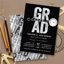 2025年卒業パーティーのシルバスタイリッシュー卒業クラス 招待状