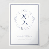 2025年卒業パーティーのシルバークラスとブルークラス 箔招待状 (正面)