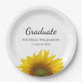 2025年卒業パーティーの黄色ひまわりクラス ペーパープレート (正面)