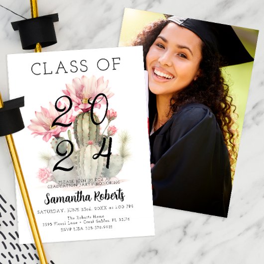 2025年卒業パーティー写真の水彩クラス 招待状