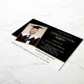 2025年卒業パーティー写真白黒金ゴールド 箔招待状 (回転した状態)