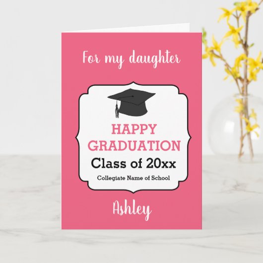 2025年卒業ピンクおめでとうクラス カード (黄色い花)